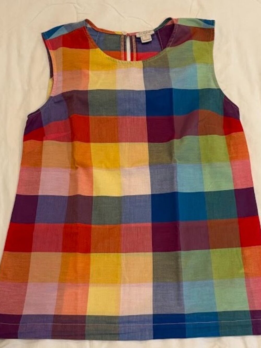 J.Crew Womens Rainbow Gingham Woven Cotton Tank Top